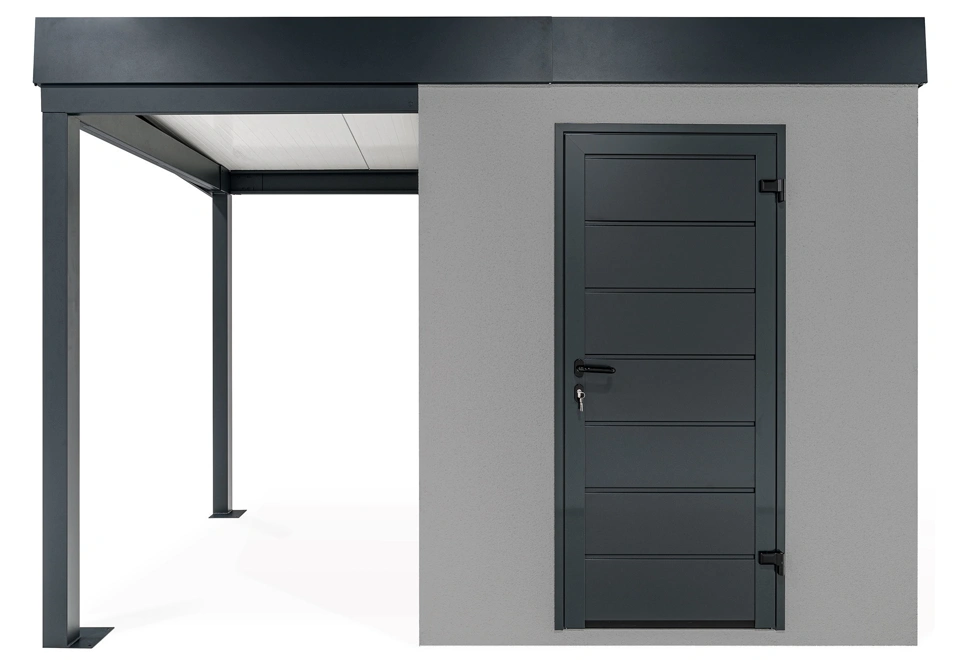 GARDEON® Záhradný domček s dverami Hörmann a ľavým prístreškom