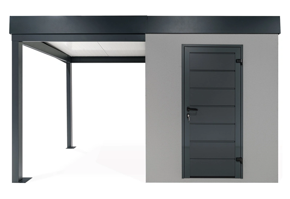 GARDEON® Záhradný domček s dverami Hörmann a ľavým prístreškom