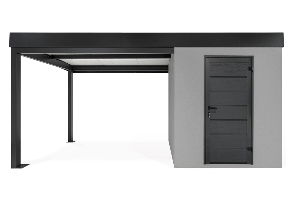 GARDEON® Záhradný domček s dverami Hörmann a ľavým prístreškom