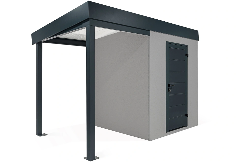 GARDEON® Záhradný domček s dverami Hörmann a ľavým prístreškom