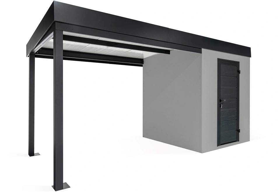 GARDEON® Záhradný domček s dverami Hörmann a ľavým prístreškom