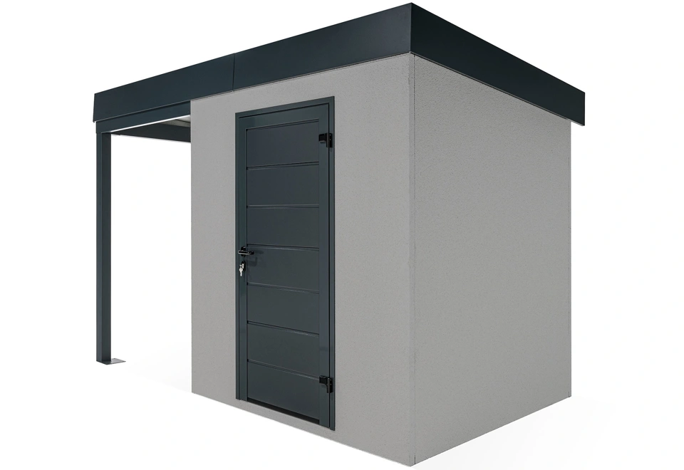 GARDEON® Záhradný domček s dverami Hörmann a ľavým prístreškom