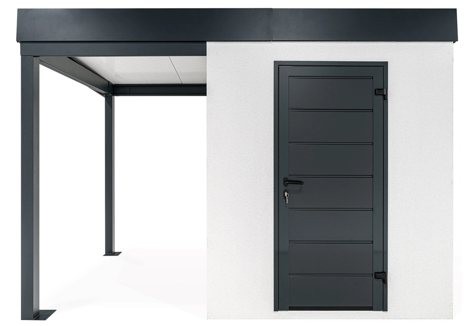 GARDEON® Záhradný domček s dverami Hörmann a ľavým prístreškom