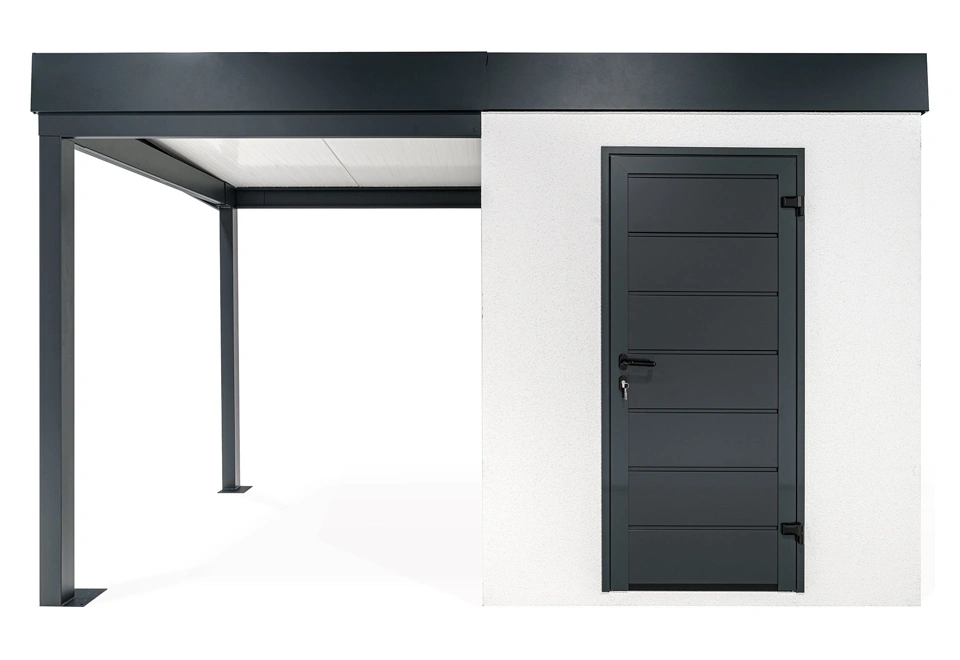 GARDEON® Záhradný domček s dverami Hörmann a ľavým prístreškom