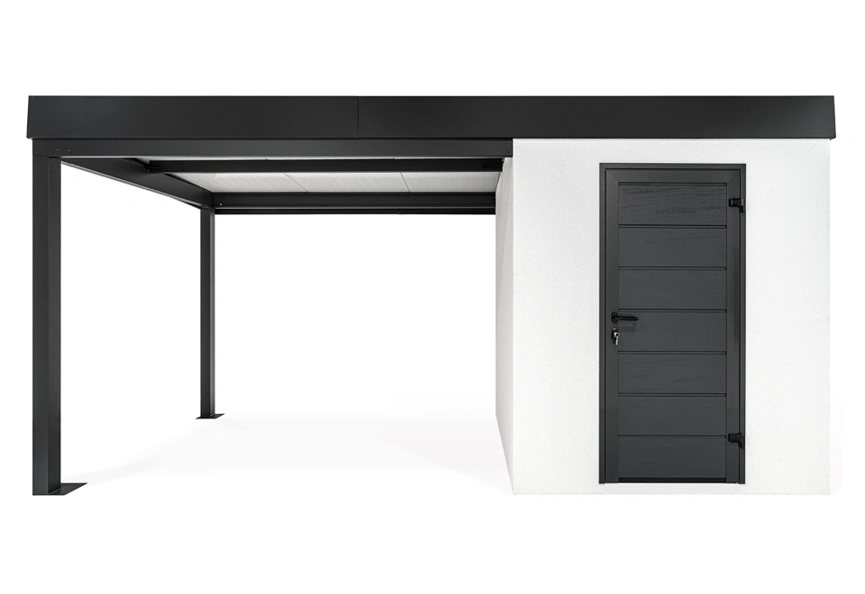 GARDEON® Záhradný domček s dverami Hörmann a ľavým prístreškom