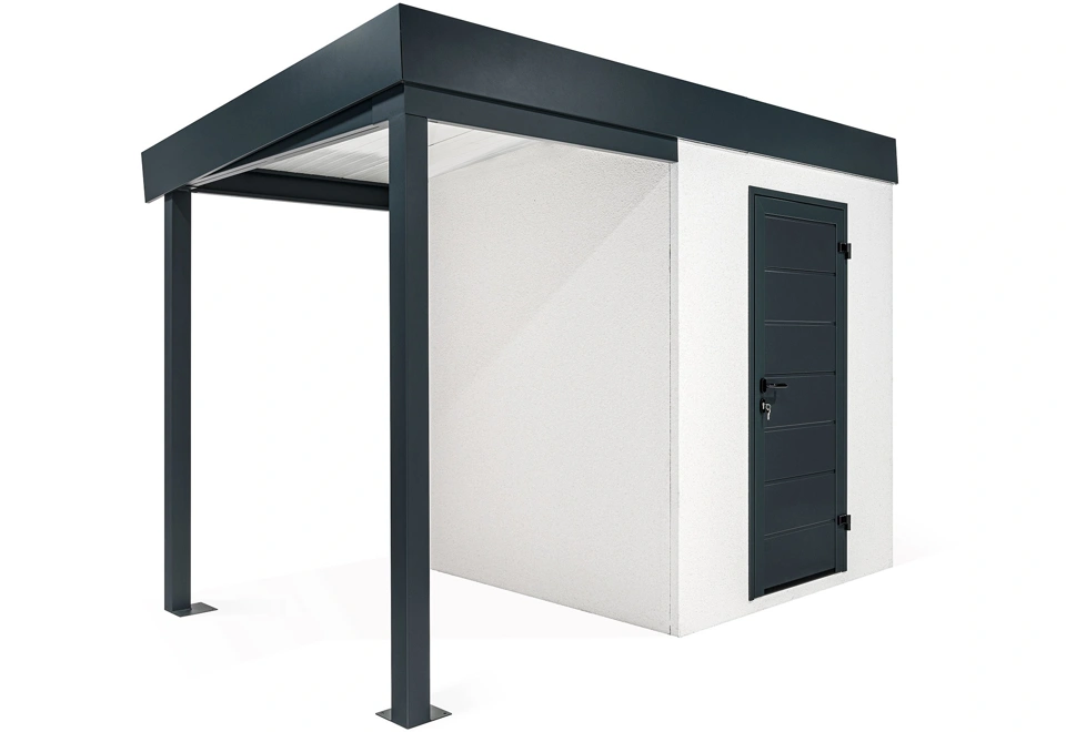 GARDEON® Záhradný domček s dverami Hörmann a ľavým prístreškom