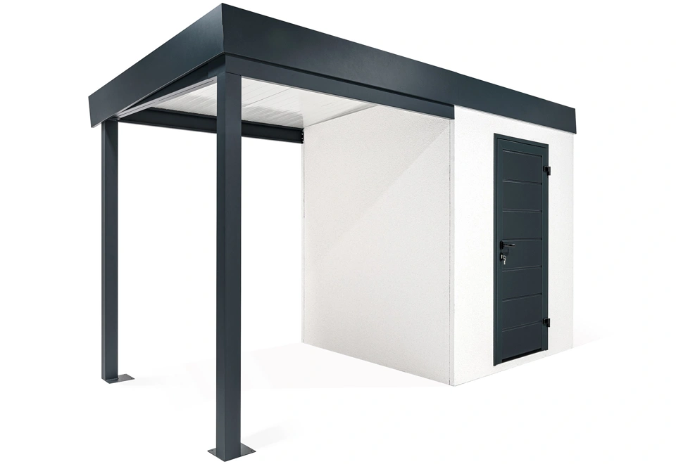 GARDEON® Záhradný domček s dverami Hörmann a ľavým prístreškom