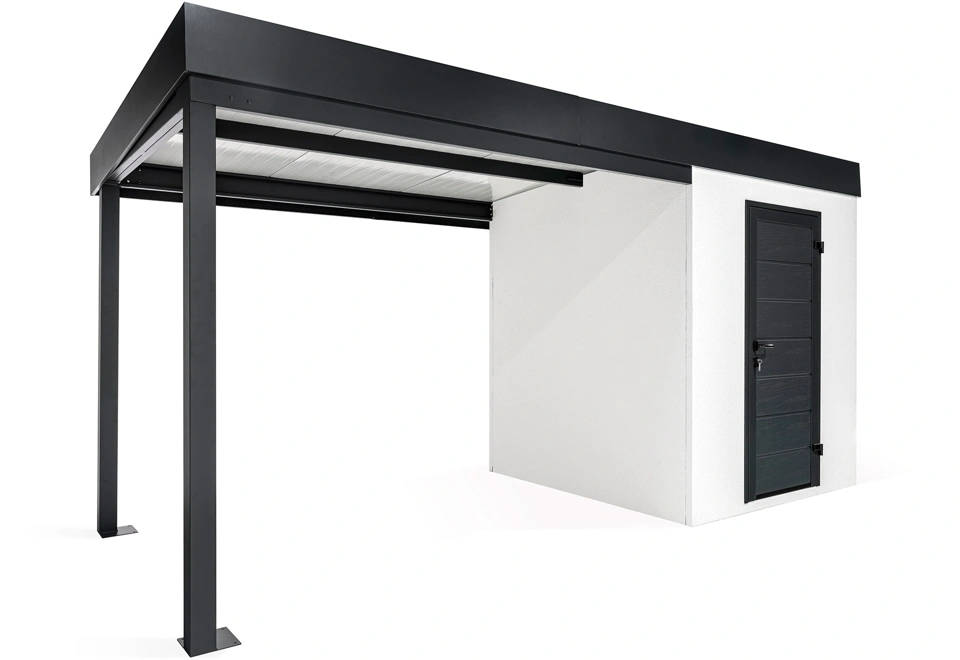 GARDEON® Záhradný domček s dverami Hörmann a ľavým prístreškom