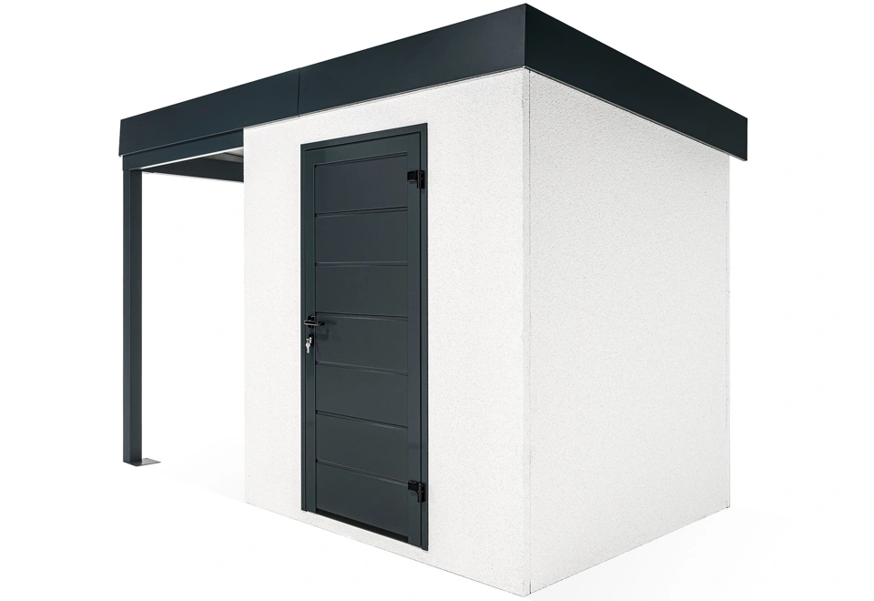 GARDEON® Záhradný domček s dverami Hörmann a ľavým prístreškom