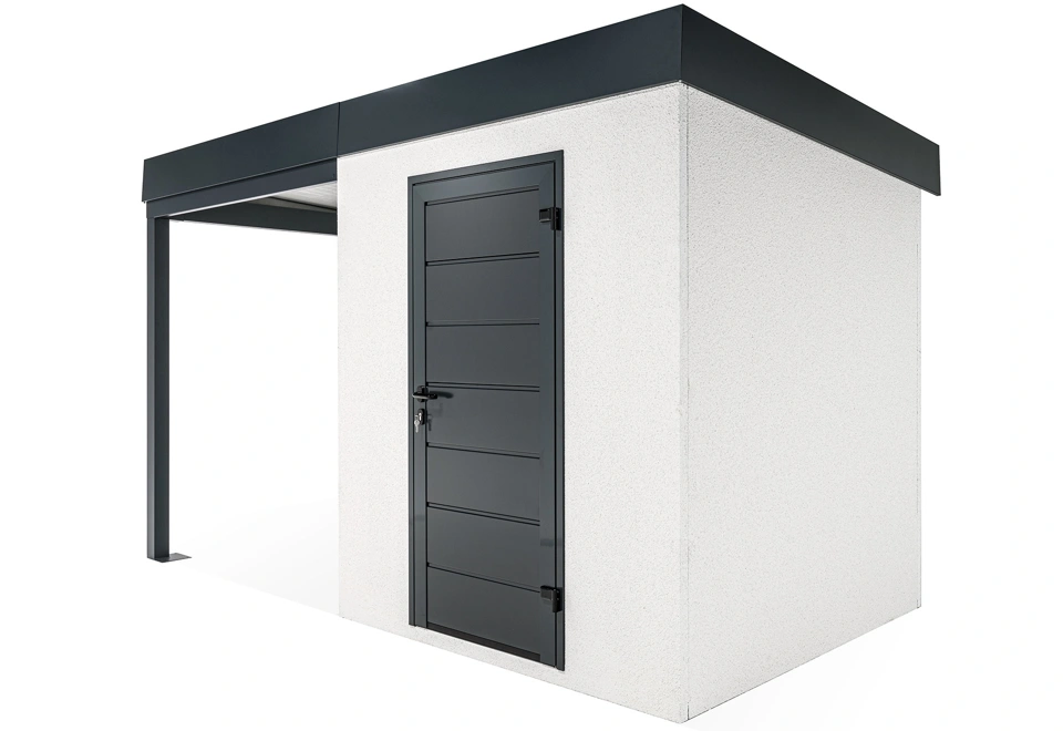 GARDEON® Záhradný domček s dverami Hörmann a ľavým prístreškom