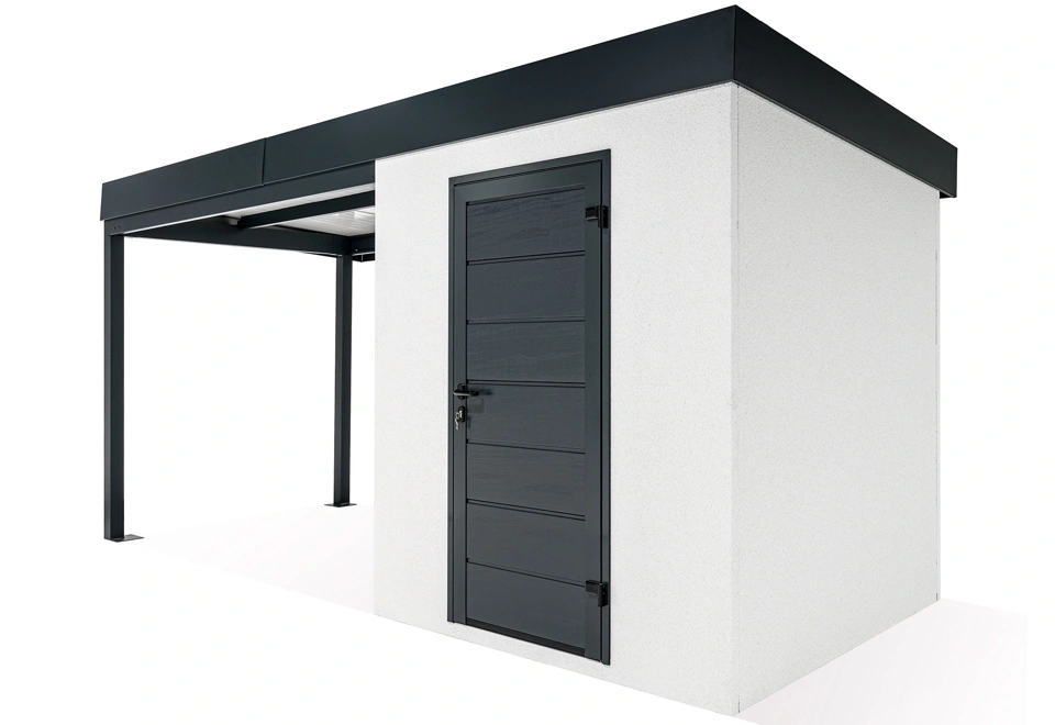 GARDEON® Záhradný domček s dverami Hörmann a ľavým prístreškom