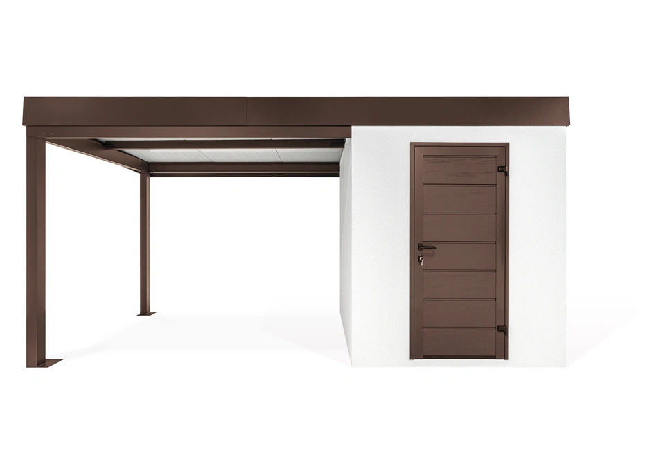 GARDEON® Záhradný domček s dverami Hörmann a ľavým prístreškom