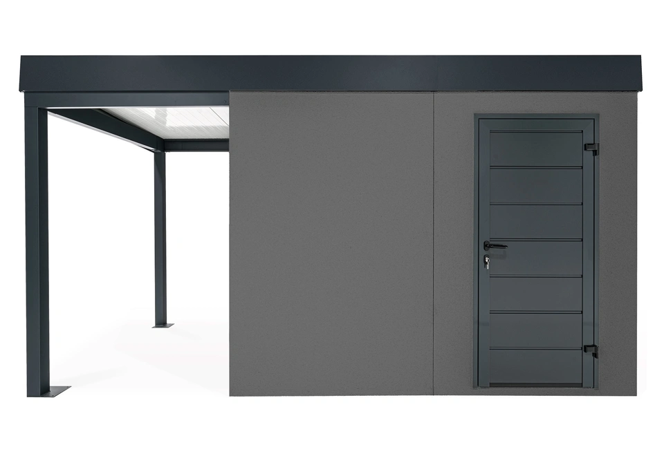 GARDEON® Záhradný domček s dverami Hörmann a ľavým prístreškom