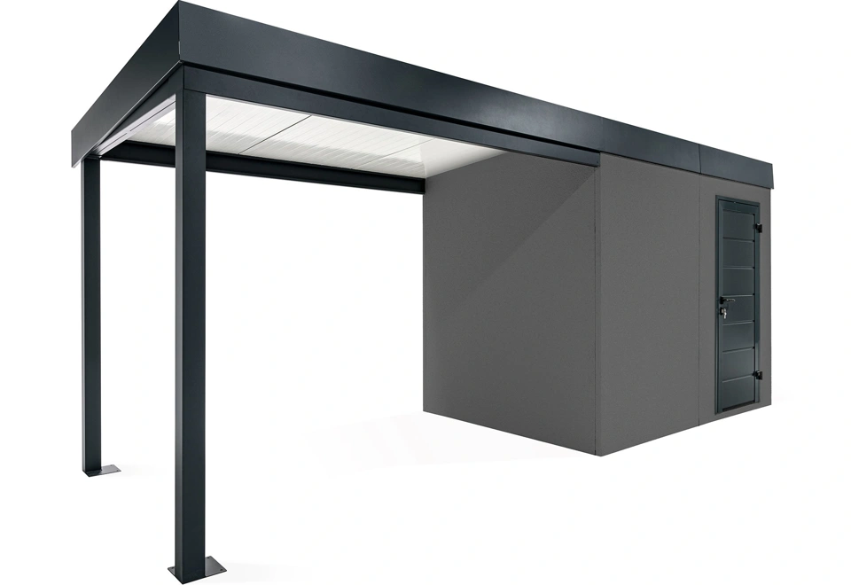 GARDEON® Záhradný domček s dverami Hörmann a ľavým prístreškom