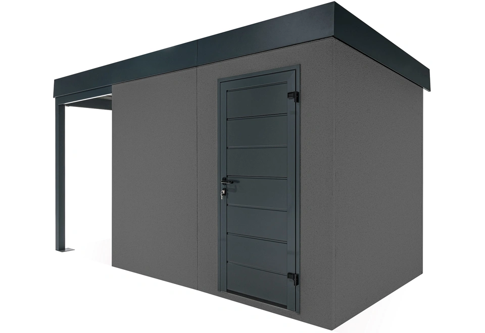 GARDEON® Záhradný domček s dverami Hörmann a ľavým prístreškom