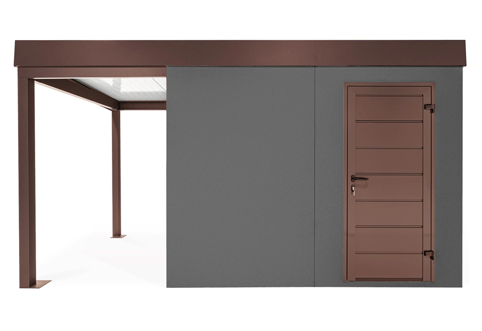 GARDEON® Záhradný domček s dverami Hörmann a ľavým prístreškom