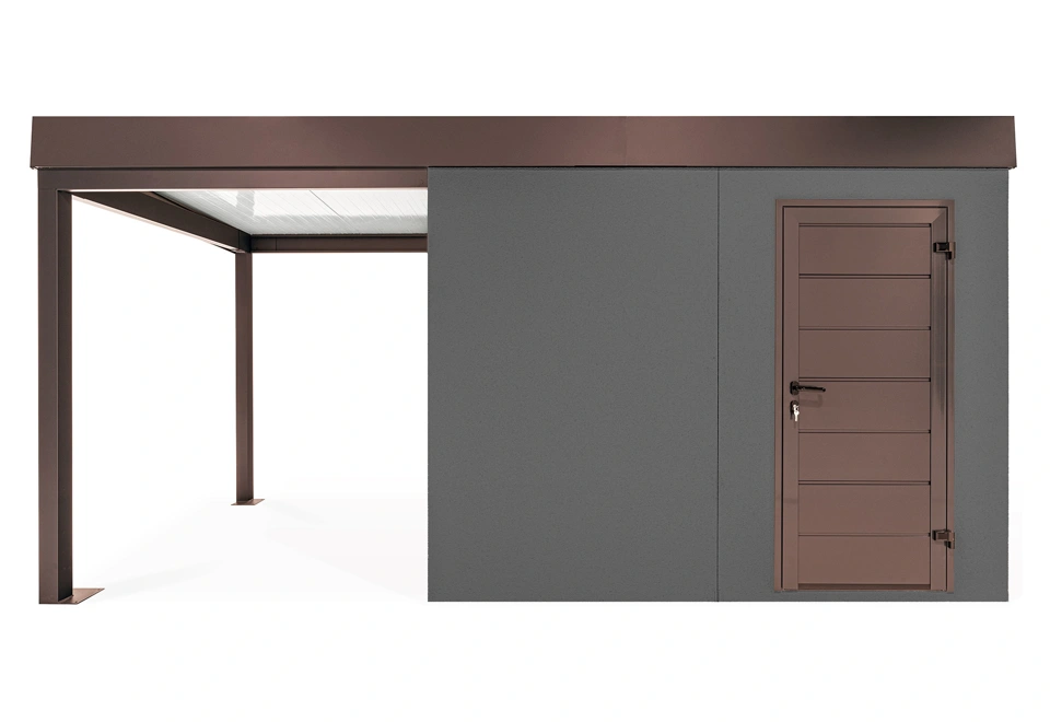 GARDEON® Záhradný domček s dverami Hörmann a ľavým prístreškom