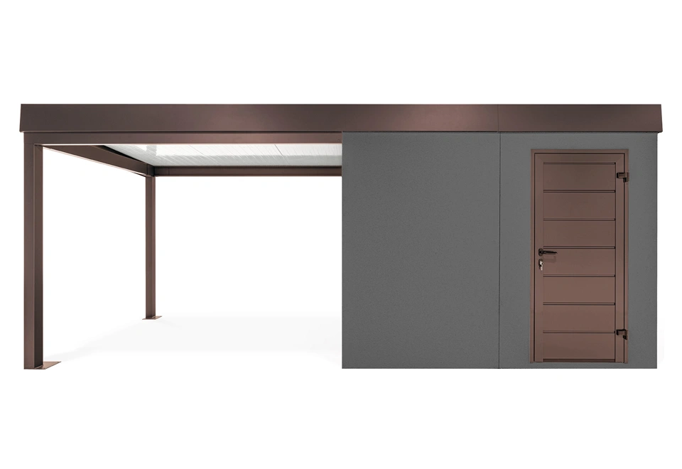 GARDEON® Záhradný domček s dverami Hörmann a ľavým prístreškom