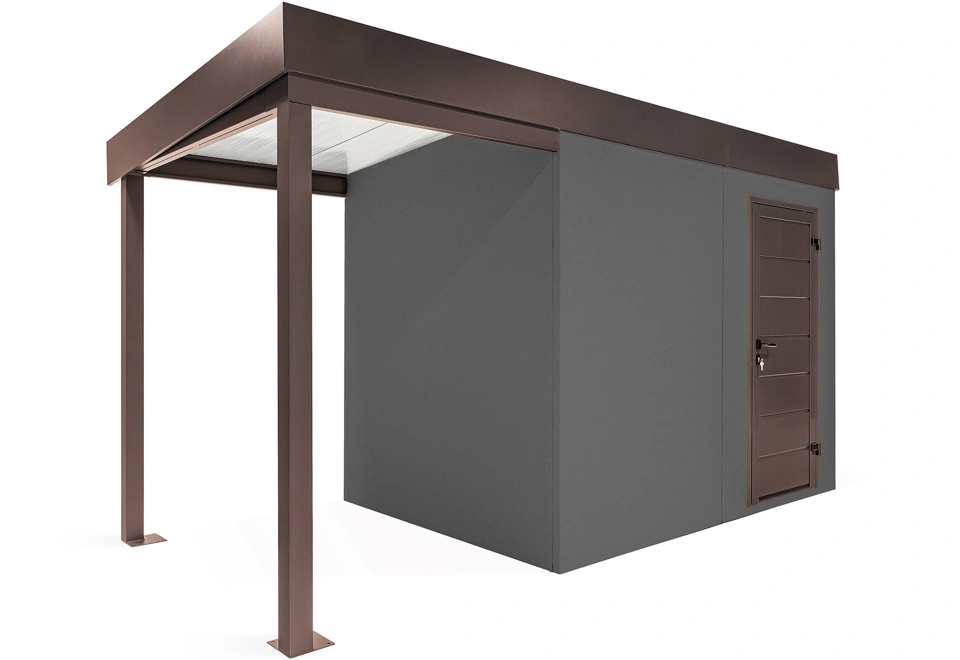 GARDEON® Záhradný domček s dverami Hörmann a ľavým prístreškom