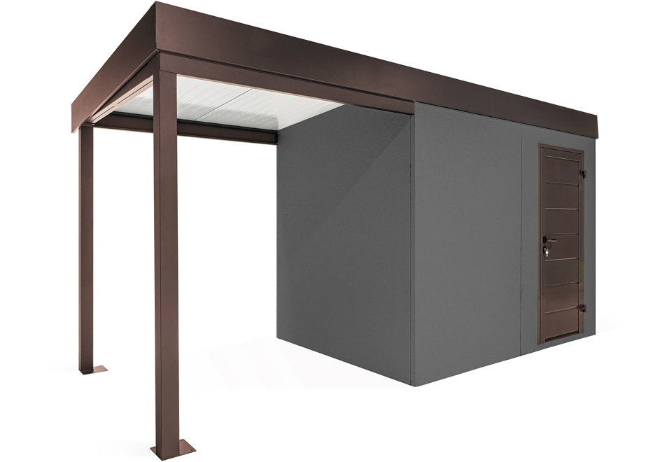 GARDEON® Záhradný domček s dverami Hörmann a ľavým prístreškom