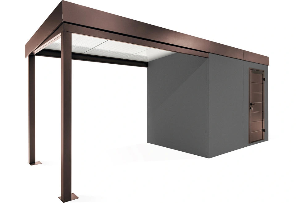 GARDEON® Záhradný domček s dverami Hörmann a ľavým prístreškom