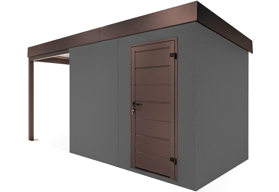 GARDEON® Záhradný domček s dverami Hörmann a ľavým prístreškom