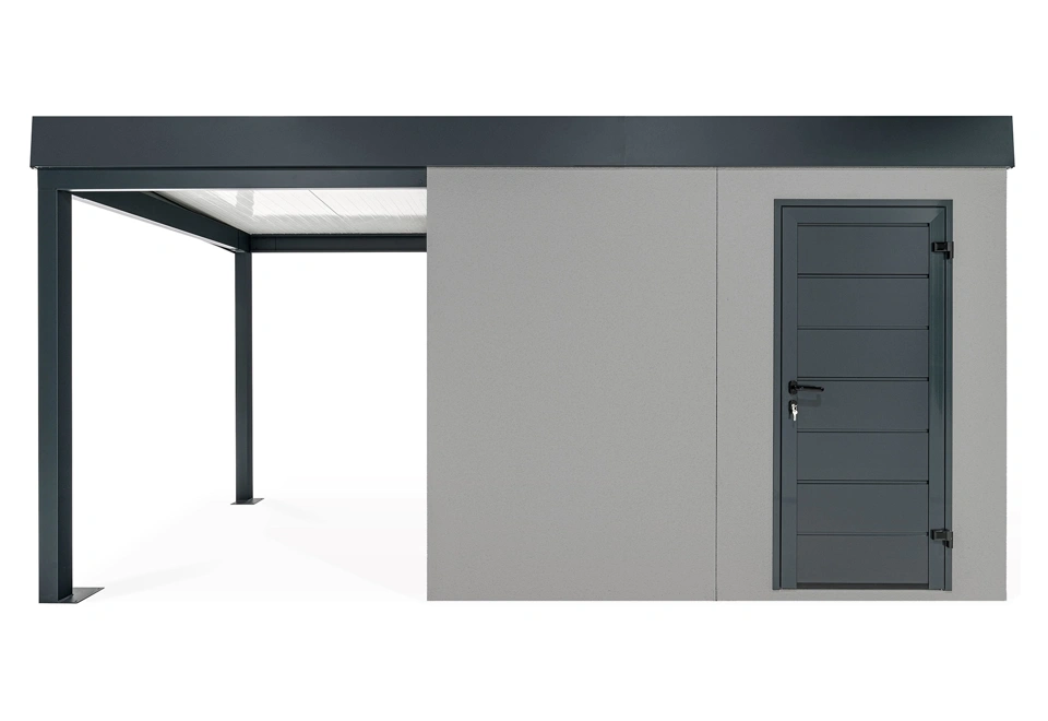 GARDEON® Záhradný domček s dverami Hörmann a ľavým prístreškom