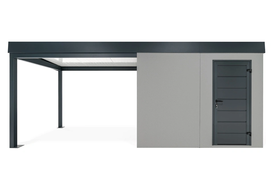 GARDEON® Záhradný domček s dverami Hörmann a ľavým prístreškom