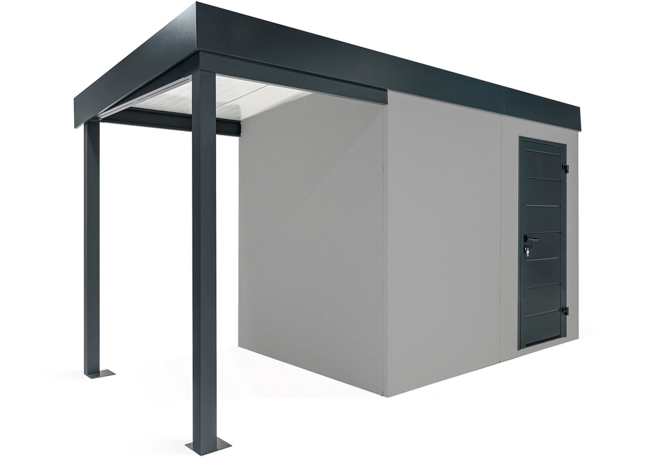 GARDEON® Záhradný domček s dverami Hörmann a ľavým prístreškom