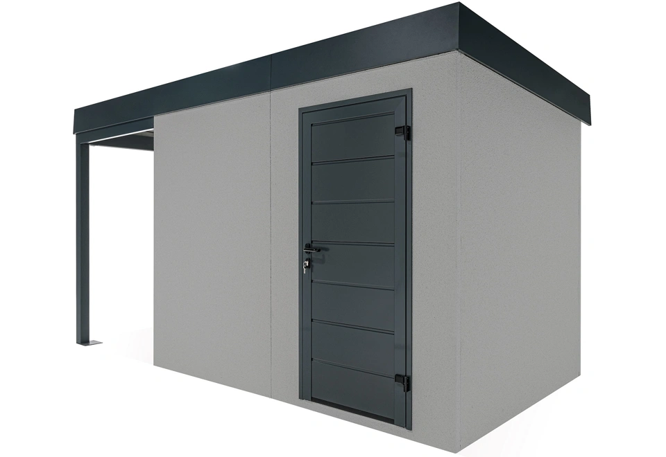 GARDEON® Záhradný domček s dverami Hörmann a ľavým prístreškom