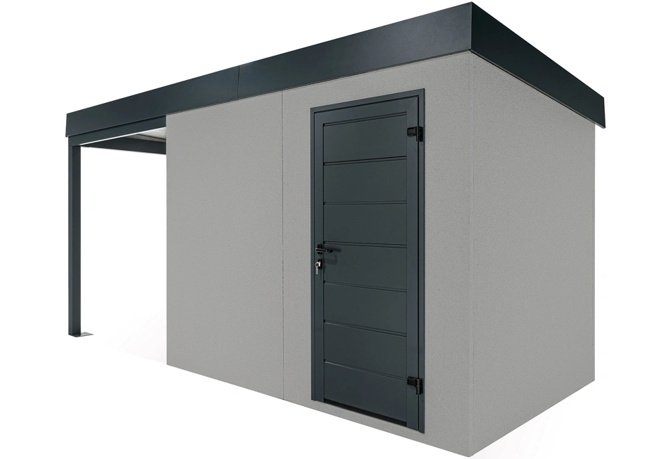 GARDEON® Záhradný domček s dverami Hörmann a ľavým prístreškom