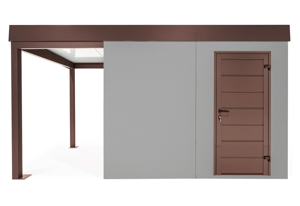 GARDEON® Záhradný domček s dverami Hörmann a ľavým prístreškom