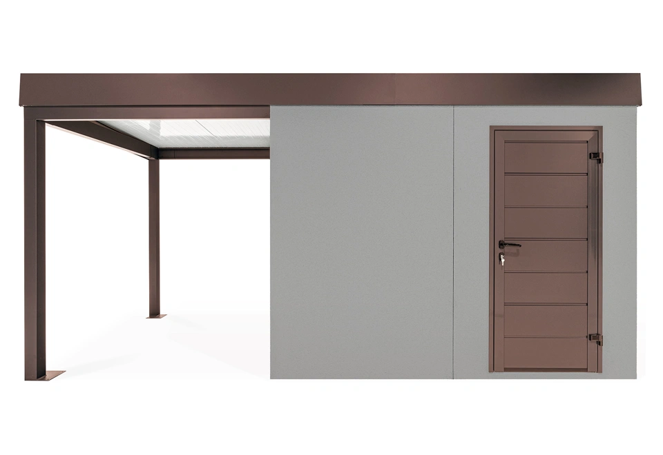 GARDEON® Záhradný domček s dverami Hörmann a ľavým prístreškom