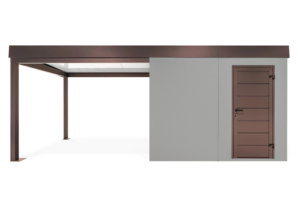 GARDEON® Záhradný domček s dverami Hörmann a ľavým prístreškom