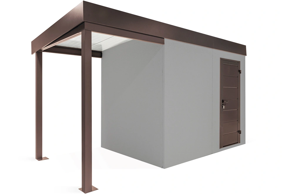 GARDEON® Záhradný domček s dverami Hörmann a ľavým prístreškom