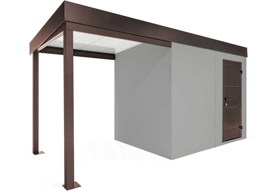 GARDEON® Záhradný domček s dverami Hörmann a ľavým prístreškom