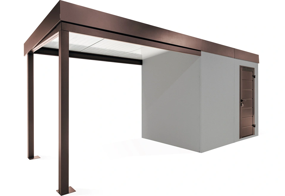 GARDEON® Záhradný domček s dverami Hörmann a ľavým prístreškom