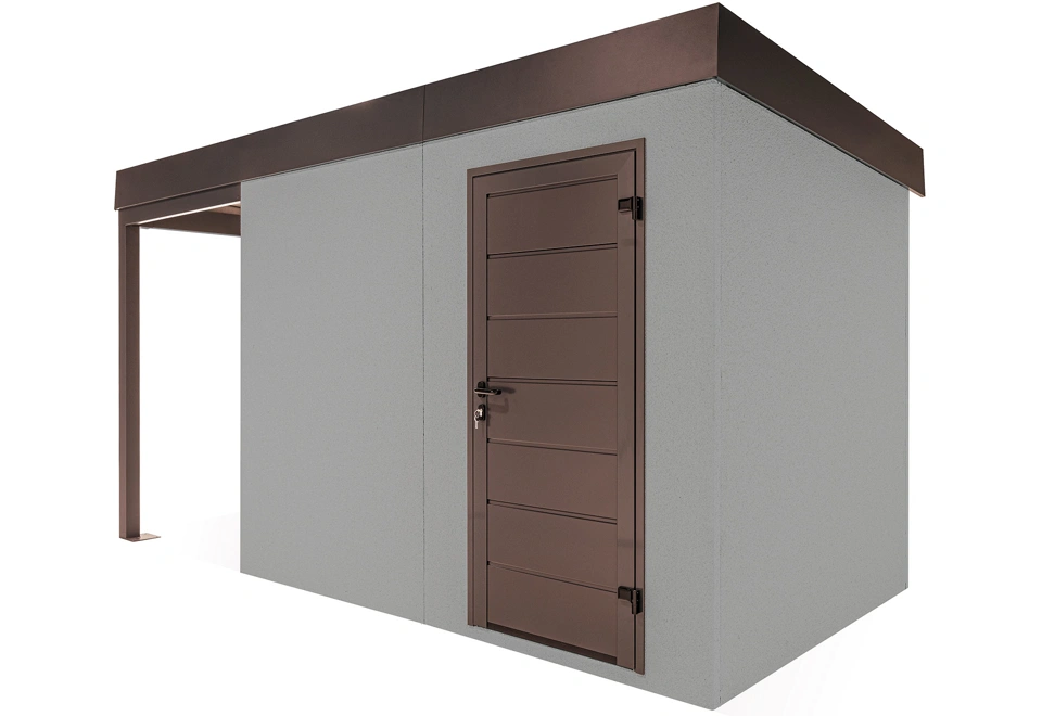 GARDEON® Záhradný domček s dverami Hörmann a ľavým prístreškom