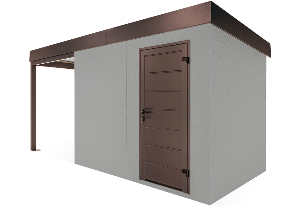 GARDEON® Záhradný domček s dverami Hörmann a ľavým prístreškom