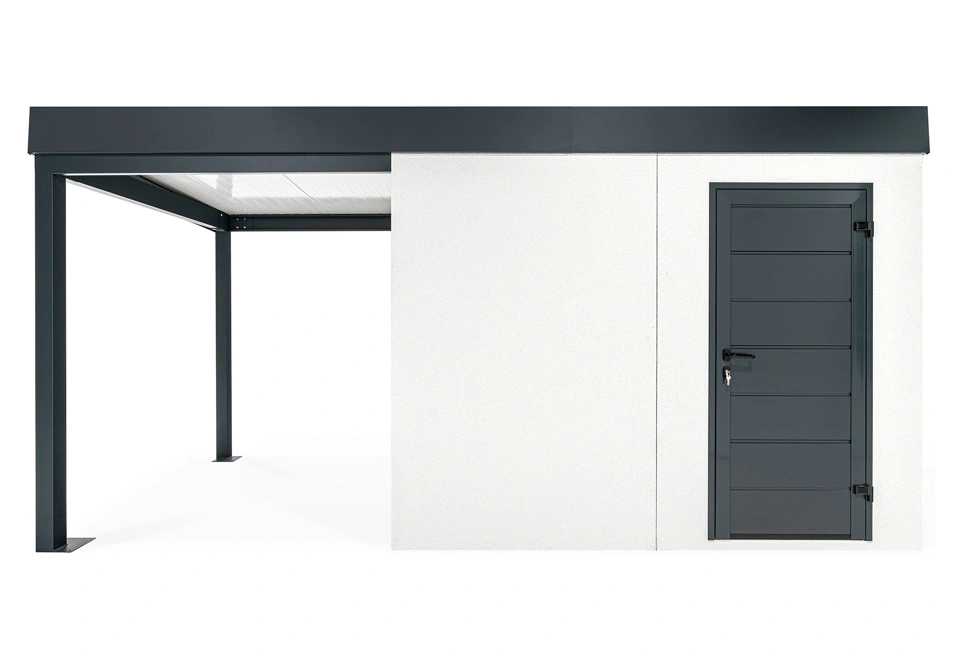 GARDEON® Záhradný domček s dverami Hörmann a ľavým prístreškom