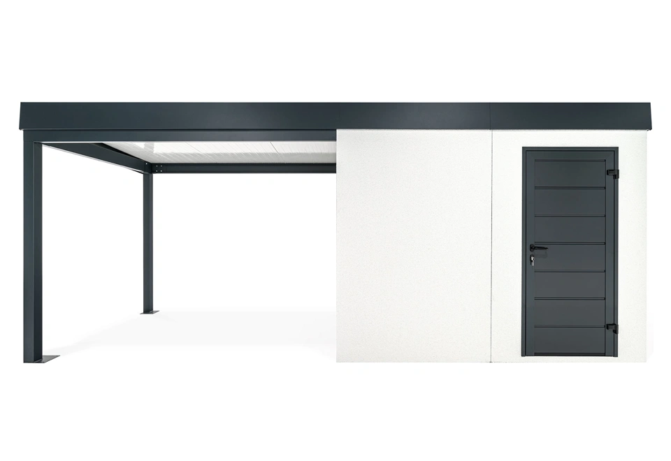 GARDEON® Záhradný domček s dverami Hörmann a ľavým prístreškom