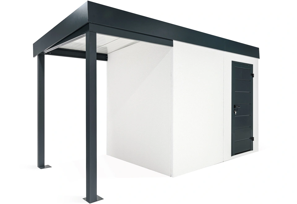 GARDEON® Záhradný domček s dverami Hörmann a ľavým prístreškom