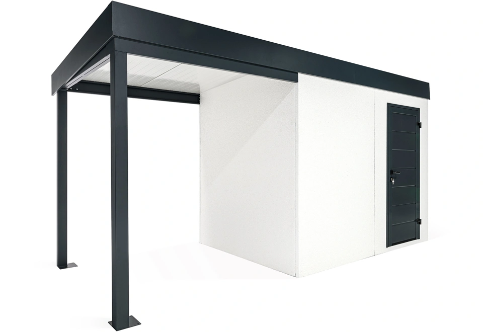 GARDEON® Záhradný domček s dverami Hörmann a ľavým prístreškom