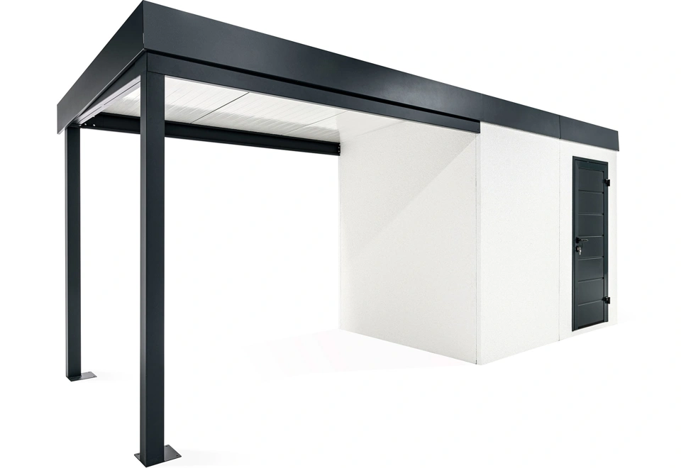 GARDEON® Záhradný domček s dverami Hörmann a ľavým prístreškom