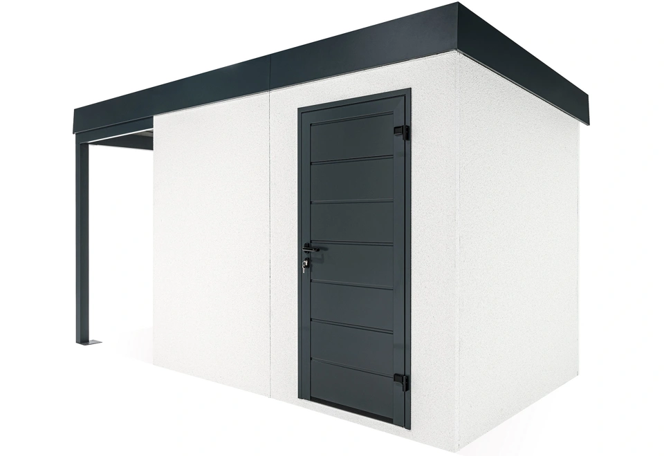 GARDEON® Záhradný domček s dverami Hörmann a ľavým prístreškom