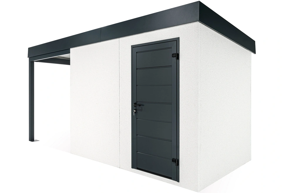 GARDEON® Záhradný domček s dverami Hörmann a ľavým prístreškom