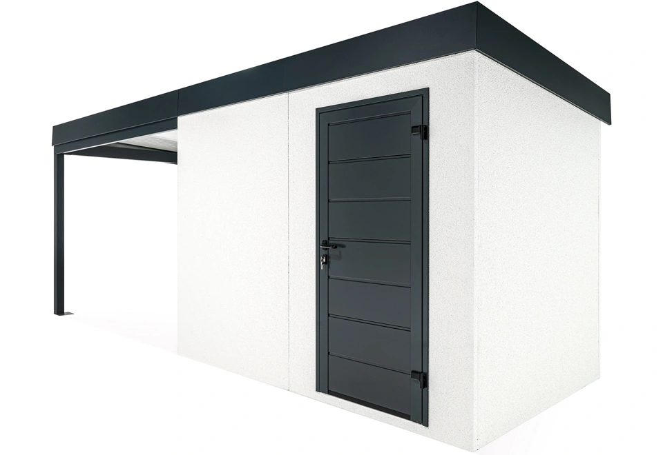 GARDEON® Záhradný domček s dverami Hörmann a ľavým prístreškom