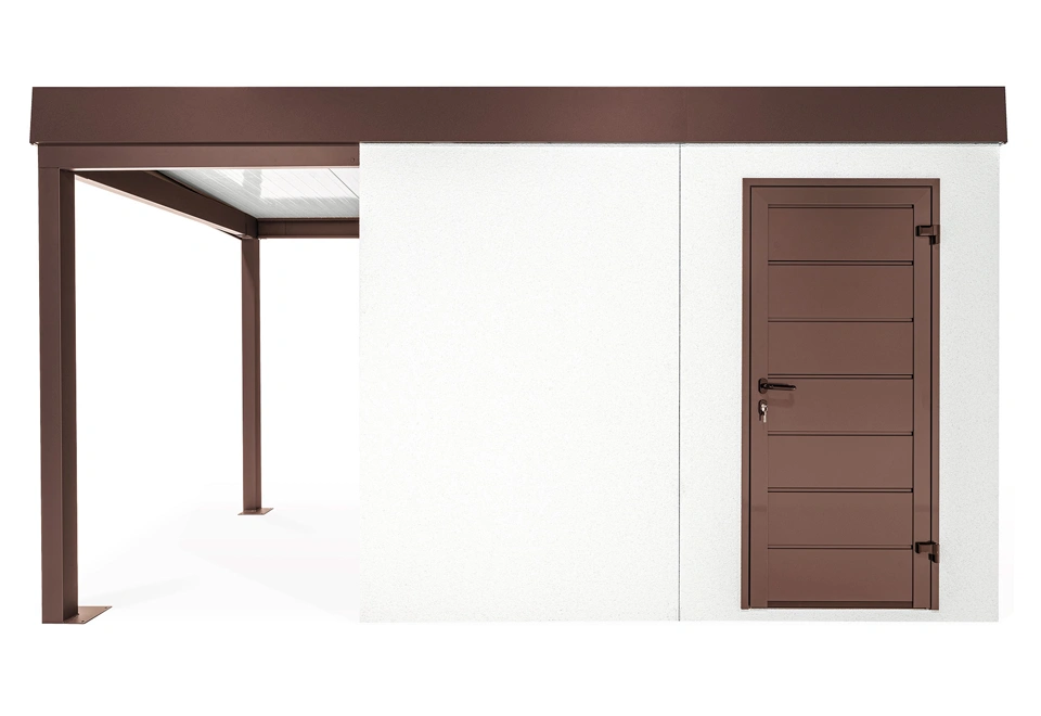 GARDEON® Záhradný domček s dverami Hörmann a ľavým prístreškom