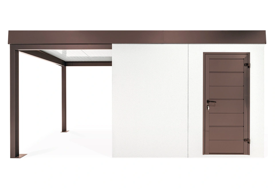 GARDEON® Záhradný domček s dverami Hörmann a ľavým prístreškom