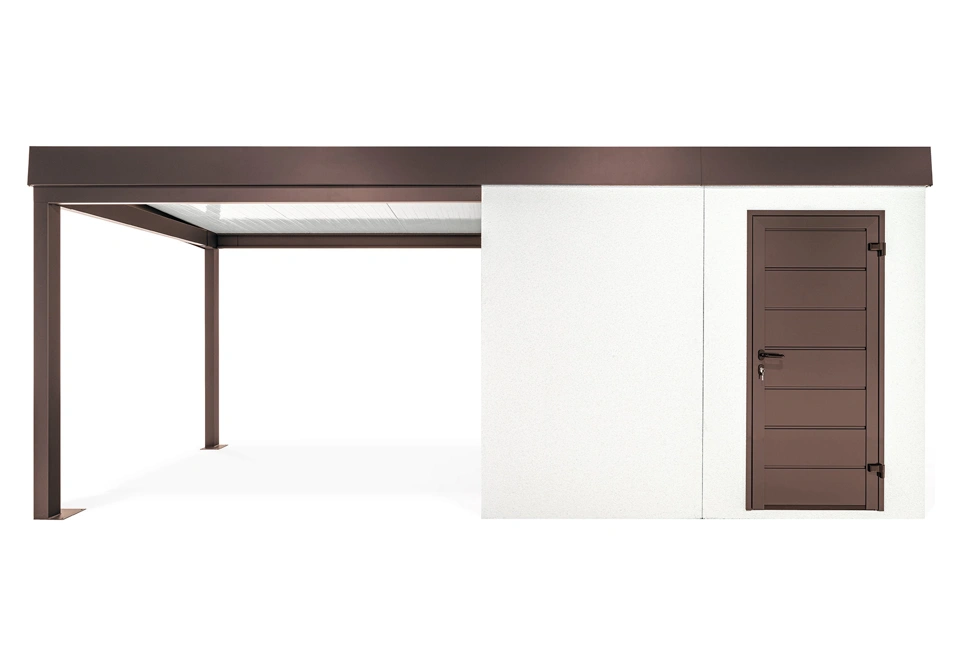 GARDEON® Záhradný domček s dverami Hörmann a ľavým prístreškom